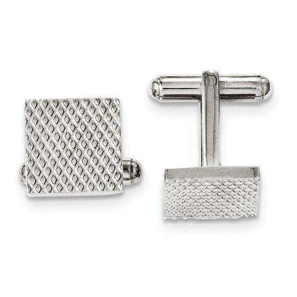 Men's Stainless Steel 13.5mm Textured Square Cuff Links
